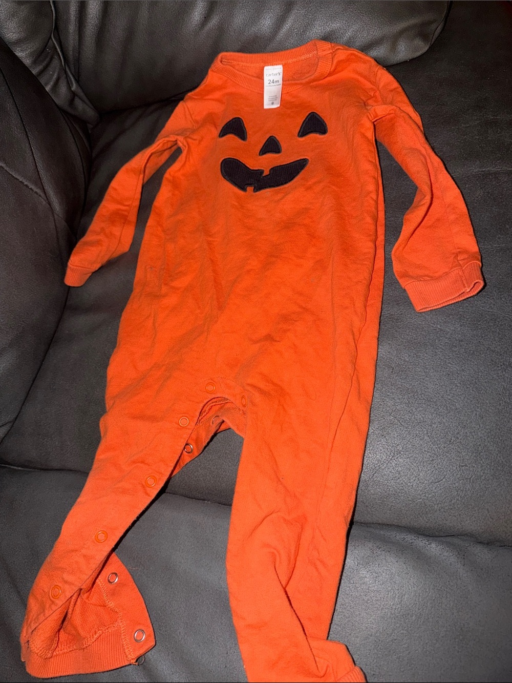 Orange Pumpkin Jack-O'-Lantern One-Piece for Kids Carter branded 24month